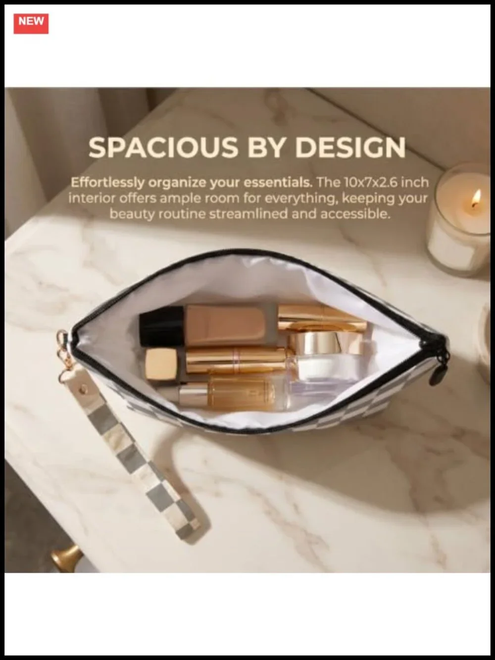 Corduroy Makeup Bag Set with Wristlet Keychain, Travel Toiletry Organizer for